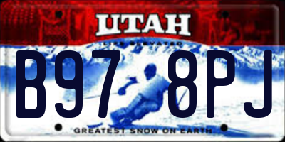 UT license plate B978PJ