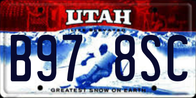 UT license plate B978SC