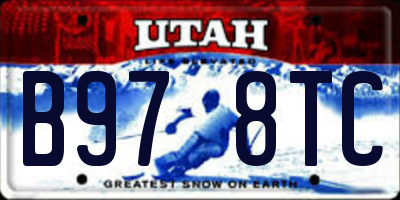 UT license plate B978TC