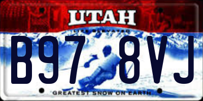 UT license plate B978VJ