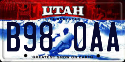 UT license plate B980AA