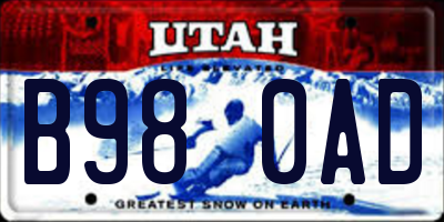 UT license plate B980AD