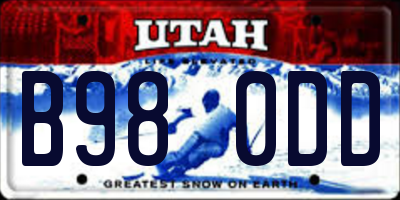 UT license plate B980DD