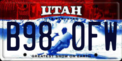 UT license plate B980FW
