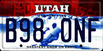 UT license plate B980NF
