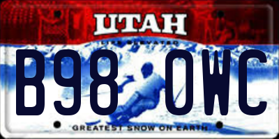 UT license plate B980WC