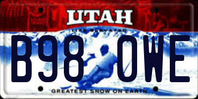 UT license plate B980WE