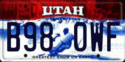 UT license plate B980WF