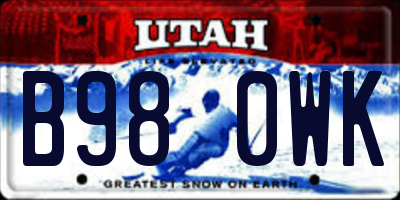 UT license plate B980WK