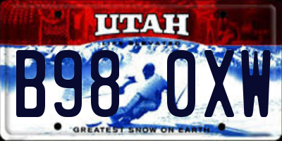 UT license plate B980XW