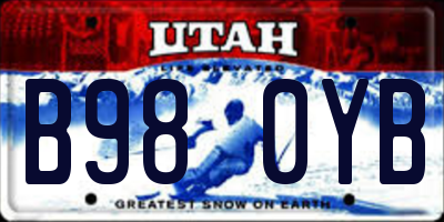 UT license plate B980YB