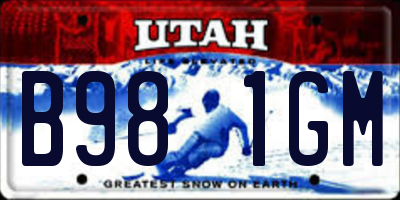 UT license plate B981GM