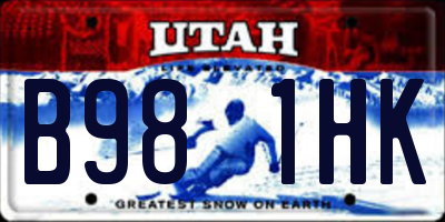 UT license plate B981HK