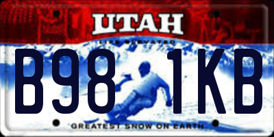 UT license plate B981KB