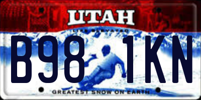 UT license plate B981KN