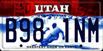 UT license plate B981NM