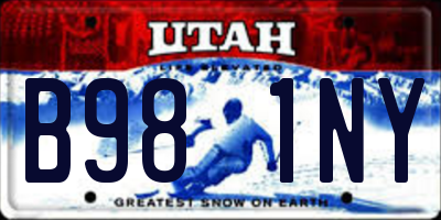 UT license plate B981NY