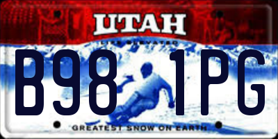 UT license plate B981PG