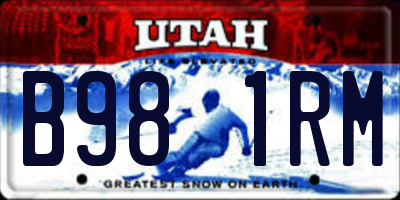 UT license plate B981RM