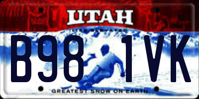 UT license plate B981VK