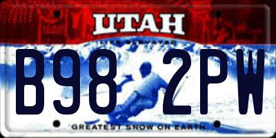 UT license plate B982PW