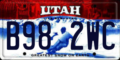 UT license plate B982WC