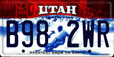 UT license plate B982WR