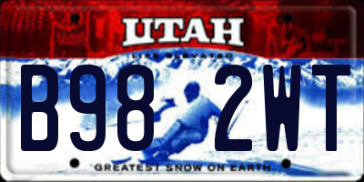 UT license plate B982WT