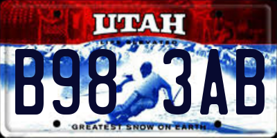 UT license plate B983AB