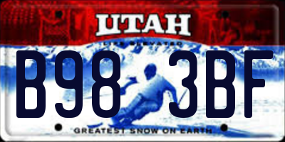 UT license plate B983BF
