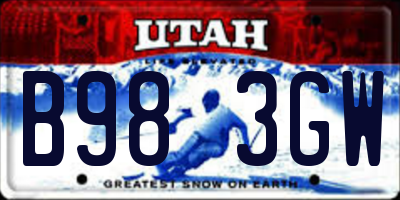 UT license plate B983GW