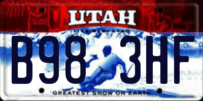 UT license plate B983HF