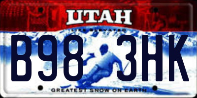 UT license plate B983HK