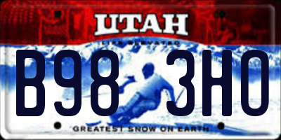 UT license plate B983HO