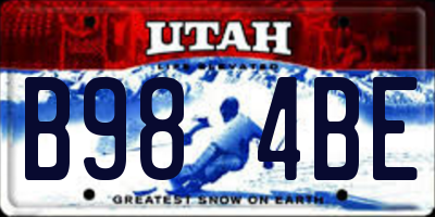 UT license plate B984BE