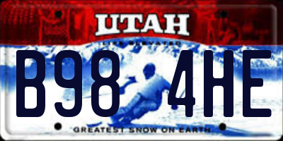 UT license plate B984HE