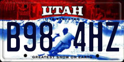 UT license plate B984HZ