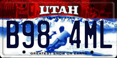 UT license plate B984ML