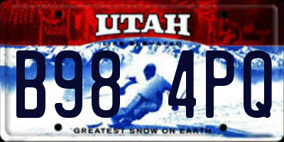 UT license plate B984PQ