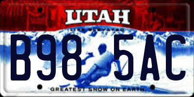 UT license plate B985AC