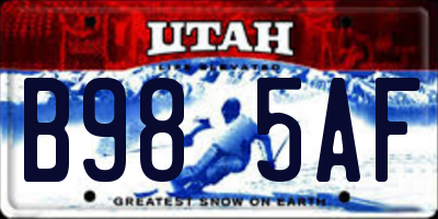 UT license plate B985AF