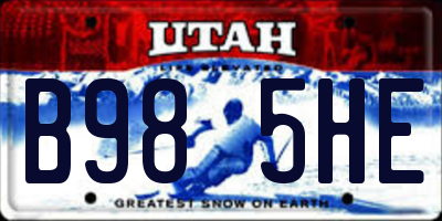 UT license plate B985HE