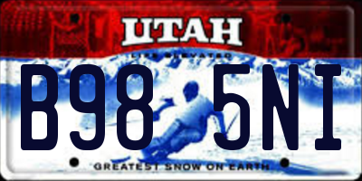 UT license plate B985NI
