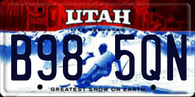 UT license plate B985QN