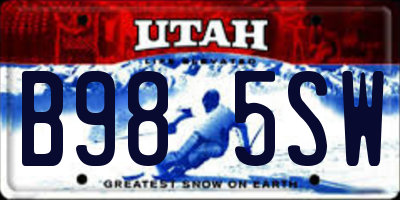 UT license plate B985SW