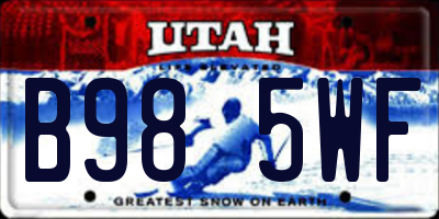 UT license plate B985WF
