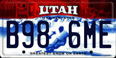 UT license plate B986ME