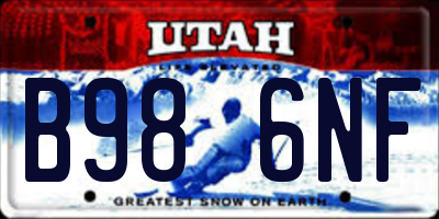 UT license plate B986NF