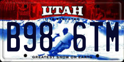 UT license plate B986TM