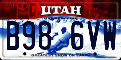 UT license plate B986VW